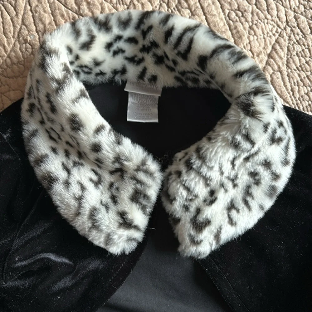Velvet Dress & Jacket with Ermine-Look Collar 6/6X